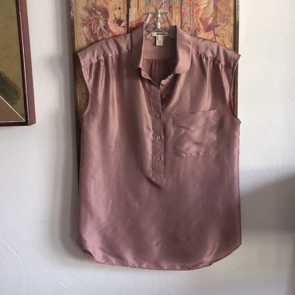 J. CREW 100% SILK TOP MAUVE LILA SLEEVELESS BLOUSE TOP 2 XS